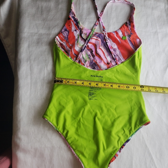ACNE STUDIOS Witala Face Marble Print One-Piece Swimsuit Sz S - Picture 7 of 14